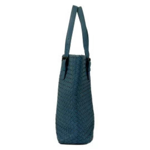 Bottega Veneta Handbags - Bottega Veneta Intrecciato Tote Bag Blue Leather